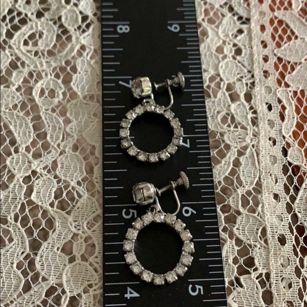 Estate Item Faux Diamond Circle Earrings P…